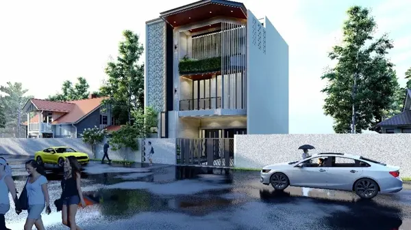 Rumah Ibu Christine, proyek AK Studio di Rungkut Surabaya